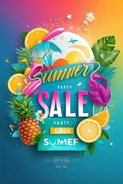 Foto sommerparty-abstract-hintergrund sommerverkauf-banner-poster-design vektorillustration