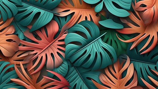 Foto sommerpflanzen-papierschnitt-hintergrund generative ki