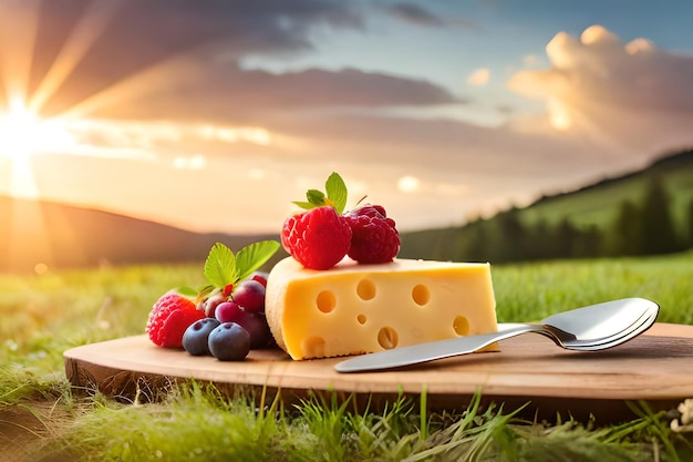 Sommerpicknickbeeren und Käse 1156