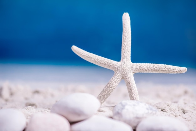 Sommersaison am Strand mit blauem Himmel