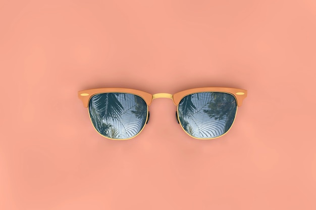 Sommersonnenbrille mit tropischen Palmenreflexionen d-Rendering