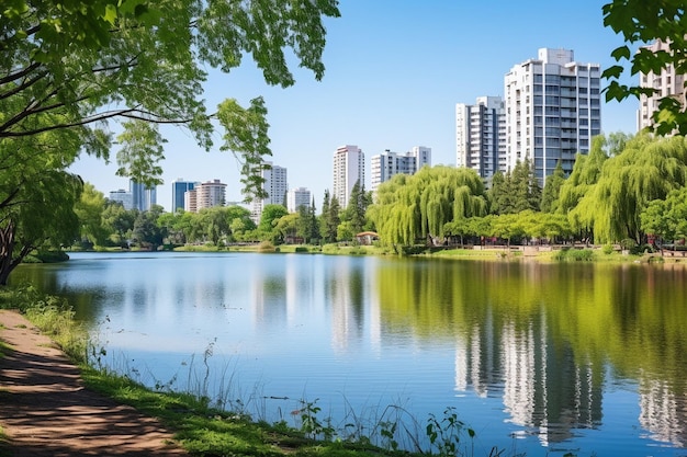 Foto sommerstadtpark mit see