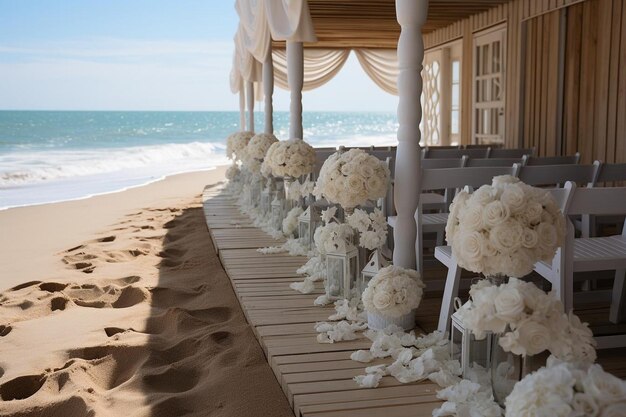 Sommertag ein tropischer Sandstrand Palmen und Meer Paradiesferien 975jpg