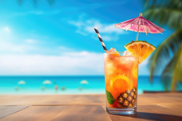 Sommerurlaubskonzept Cocktail am Strand Sommerurlaubkonzept Party Sommerurlaub Sommerzeit Ai generiert