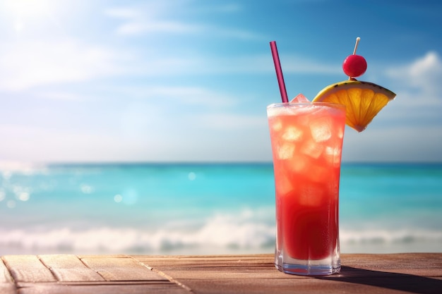 Sommerurlaubskonzept Cocktail am Strand Sommerurlaubkonzept Party Sommerurlaub Sommerzeit Ai generiert