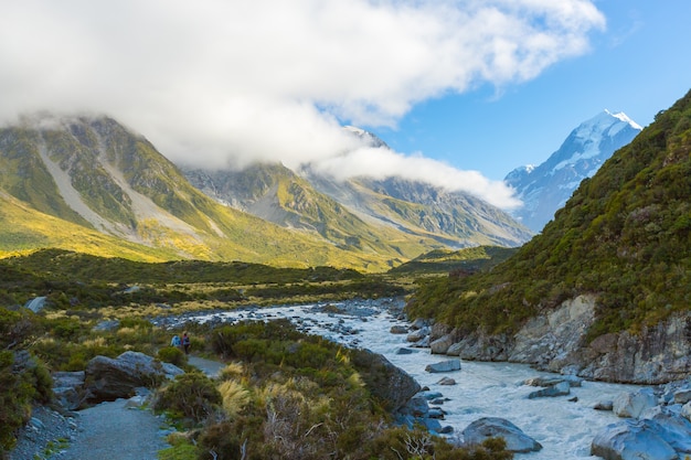 Sommerzeitansicht von Aoraki-Berg-Koch National Park, Südinsel Neuseeland