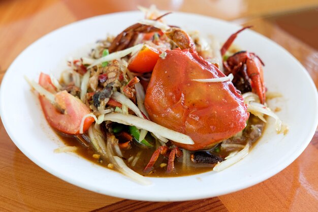 Somtum Papaya Salat leckeres Essen in ThailandCloseup