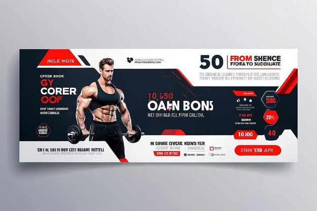 Sonderangebot Fitnessstudio Facebook-Cover-Vorlagendesign Schönes und sauberes Facebook-Cover-Vorlagendesign