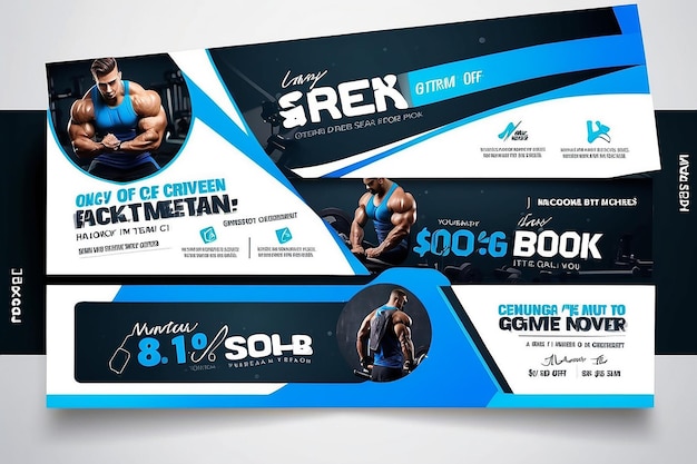 Sonderangebot Fitnessstudio Facebook-Cover-Vorlagendesign Schönes und sauberes Facebook-Cover-Vorlagendesign