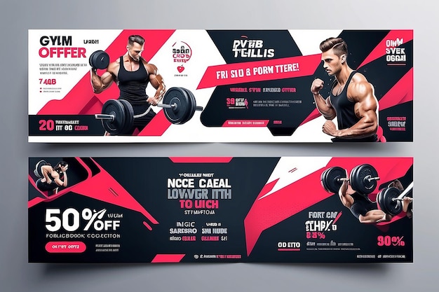 Sonderangebot Fitnessstudio Facebook-Cover-Vorlagendesign Schönes und sauberes Facebook-Cover-Vorlagendesign