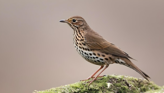 Song Thrush Turdus philomelos isolado em fundo branco