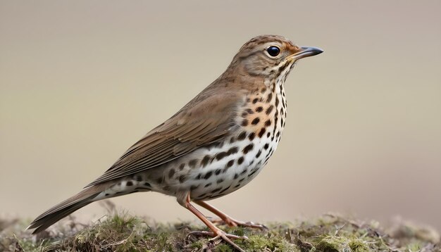 Song Thrush Turdus philomelos isoliert auf weißem Hintergrund