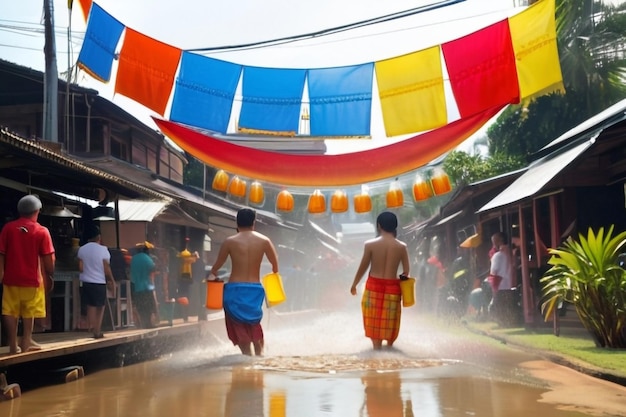 Songkran Banner Festival da Água da Tailândia