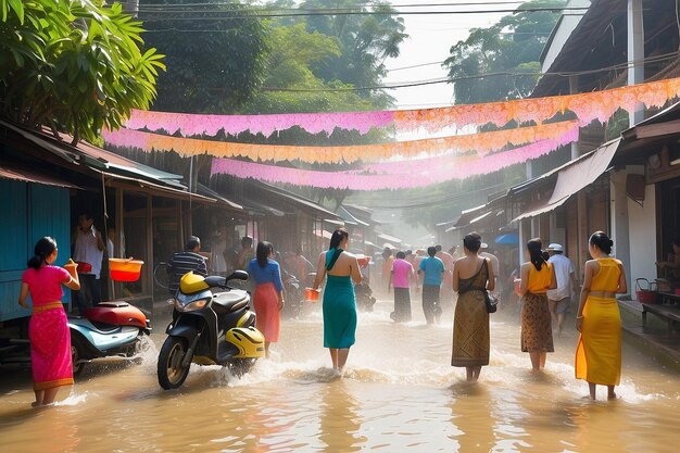 Songkran Banner Thailands Wasserfestival