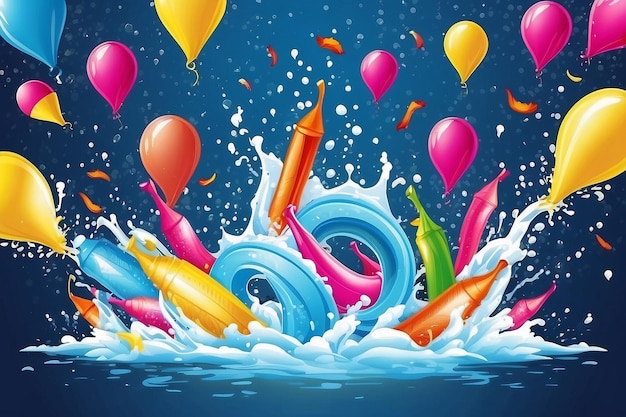 Songkran-Festival Wasserspritzung von Thailand Design Hintergrund-Vektor-Illustration1