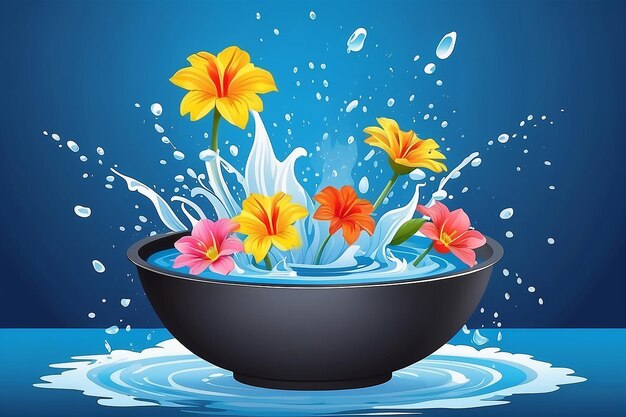 Songkran Thailand Blüten in einer Wasserschüssel Wasser spritzen