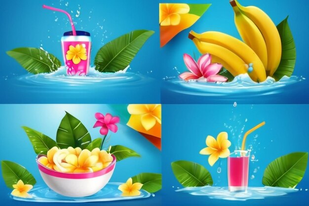 Songkran Wasserfestival Thailand Wasser und Blume in einer Schüssel Bananenblatt