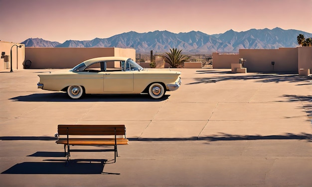 Foto sonho da califórnia vibes com um carro clássico dos anos 60