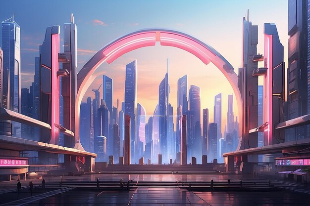 Foto sonho paisagem urbana futurista do futuro 2041 2050