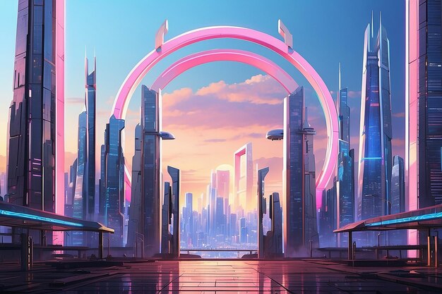 Foto sonho paisagem urbana futurista do futuro 2041 2050