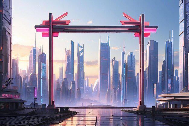 Foto sonho paisagem urbana futurista do futuro 2041 2050