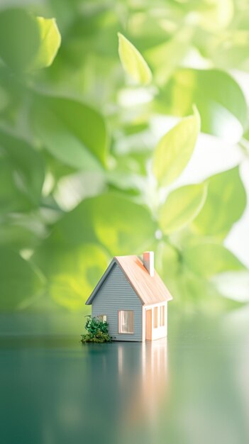 Sonhos de casa Pequeno modelo de casa contra fundo bokeh verde Papel de parede móvel vertical