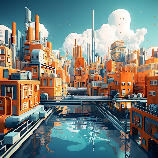 Sonhos digitais explorando a paisagem urbana em 3D