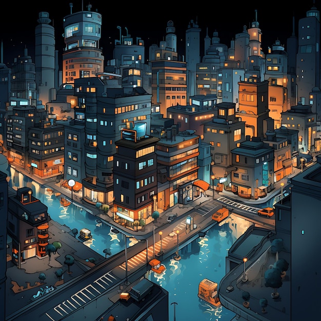 Sonhos digitais explorando a paisagem urbana em 3D
