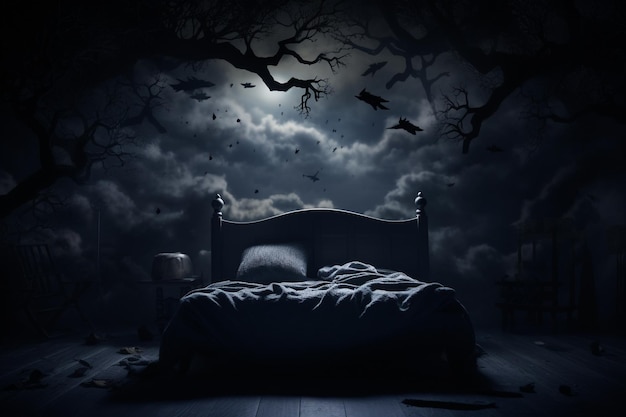 Sonhos maus do bebê pesadelos terrores noturnos problemas de sono sonhos sombrios terapia de sono noturno do bebê monstros de cama de quarto na imaginação monstros na parede e sob a cama fantasmas