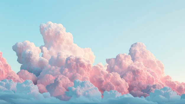 Sonhos pastel nuvens suaves em uma paleta rosa dissolvendo-se em um horizonte azul do céu brilhante