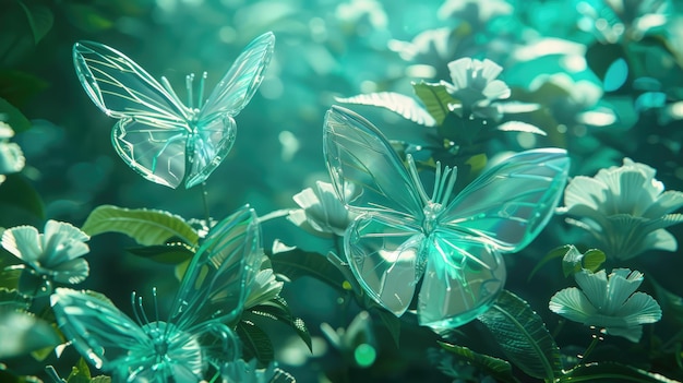 Sonhos voadores, borboletas de papel caprichosas, cena animada.