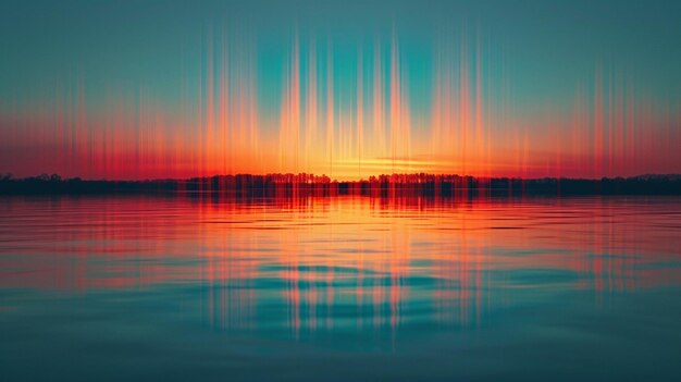 Foto sonisches spektrum melodische mirage sonnenuntergang über dem wasser