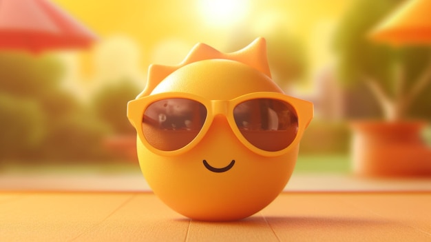 Sonne 3D-Cartoon Sommer Generative KI