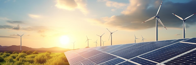 Sonnen- und Windkraftanlagen ökologische grüne Energiequellen