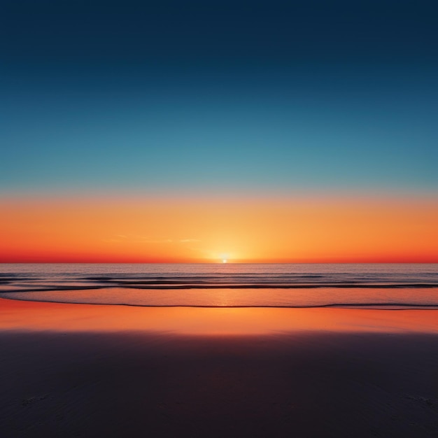 Sonnenaufgang am Strand minimalistische Hintergründe orange und blau