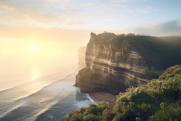 Sonnenaufgang an den Klippen der Great Ocean Road, Australien. Wunderschöne Landschaft