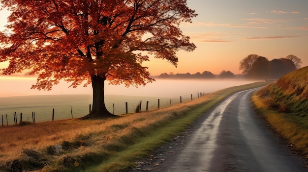 Sonnenaufgang, Herbst, Morgendämmerung, ländliche Landschaft