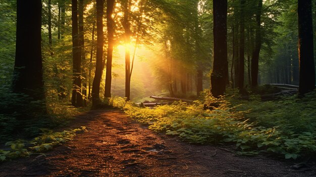 Sonnenaufgang im Wald