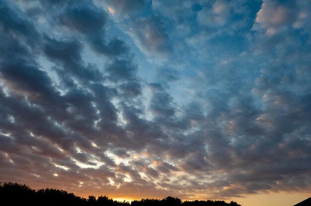 Sonnenaufgang schöner Himmel mit Wolken bei Sonnenaufgang in einer Stadt in Brasilien, natürliches Licht, selektiver Fokus