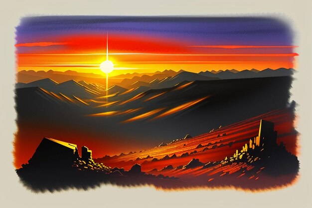 Sonnenaufgang, Sonnenuntergang, Dämmerung, orangefarbenes Sonnenlicht in den Waldfeldern, Landschaft, Tapetenhintergrund