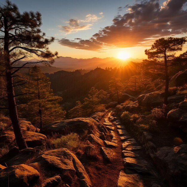 Sonnenaufgang Splendor Berg Landschaft Gipfel Foto