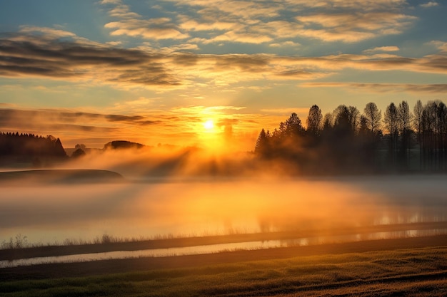 Sonnenaufgang über einer ruhigen Landschaft