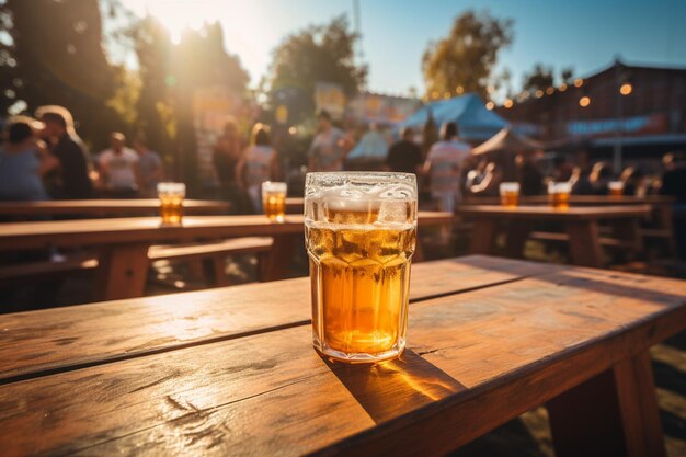 Sonnenbeleuchtetes Bierfestival im Freien