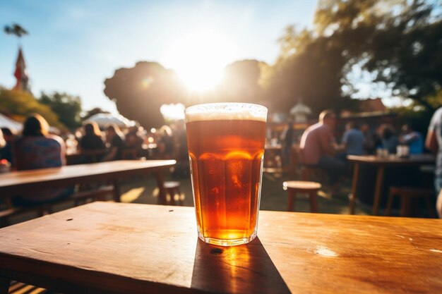 Sonnenbeleuchtetes Bierfestival im Freien