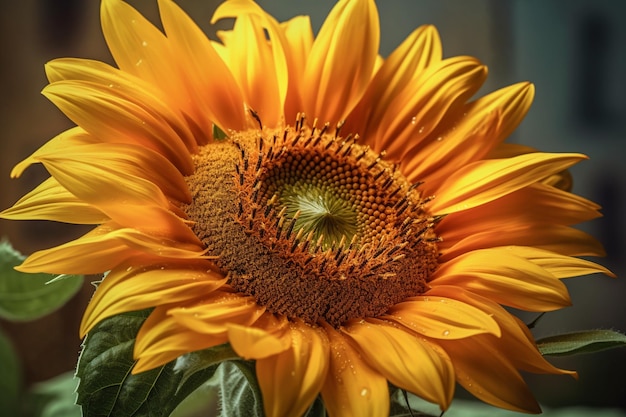 Sonnenblume auf dunklem Hintergrund, Nahaufnahme, selektiver Fokus