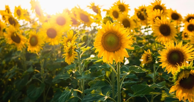 Sonnenblume mit Sonnenschein im Garten