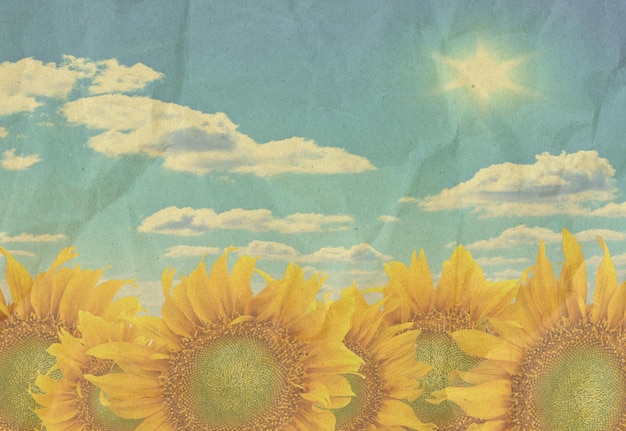 Sonnenblumen auf altem Papier