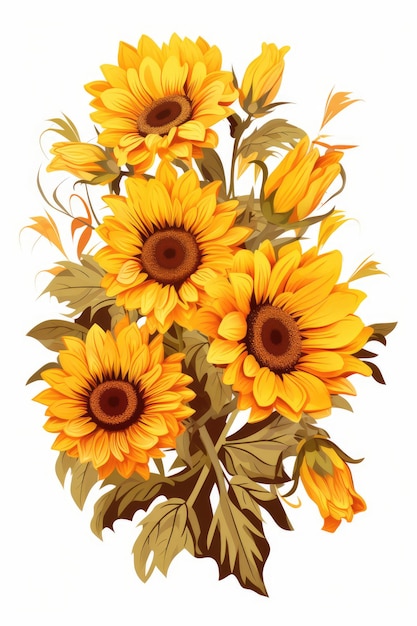 Foto sonnenblumen-illustration durch ki generiert bild