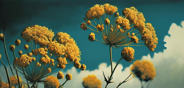 Sonnenblumen in Gelb gegen einen blauen Himmel