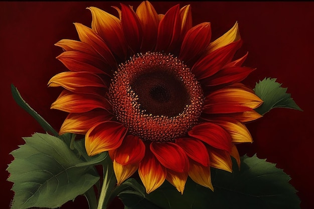 Sonnenblumen königlich rote Blume dunkler Hintergrund Wandmalerei